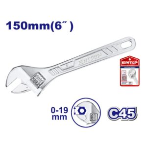 Llave ajustable 6 pul apertura 19mm EMTOP EAWH130622