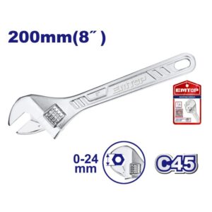 Llave ajustable 8 pul apertura 24mm EMTOP EAWH130822