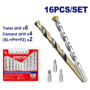 *Juego de puntas y mechas 16Pzs EMTOP ECBDB19165