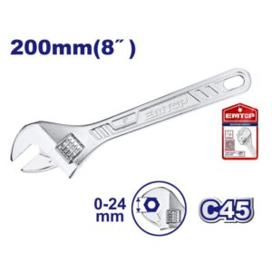 Llave ajustable 8 pul apertura 24mm EMTOP EAWH130822