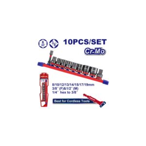 Juego de tubos 10 pz Alto Impacto enc.3/8 8-19mm EMTOP EMSSD38104