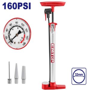Inflador de mano 160PSI c/manom.3 picos cpo metalico EMTOP EPP1C10