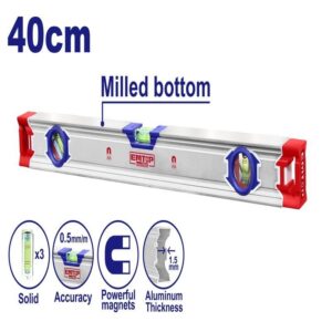Nivel aluminio indust.40cm 3 gotas doble rectif.c/antigolpe EMTOP ESLL24001