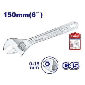Llave ajustable 6 pul apertura 19mm EMTOP EAWH130622