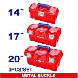 Set de cajas plasticas herramientas 14, 17 y 20 pulg cierre Metalico EMTOP EPBXK0302