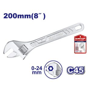 Llave ajustable 8 pul apertura 24mm EMTOP EAWH130822