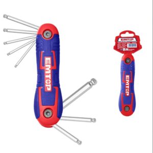 Juego de llaves allen plegable cuchilla Ball Point Cr-v 8pzs 2-8mm EMTOP EHKY4082
