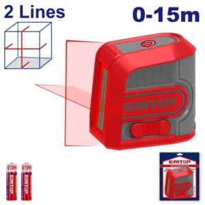 Nivel laser rojo 15mt - 2 lineas TOP VALUE EMTOP ESLE1M03