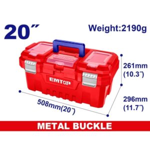 Caja plastica 20pul 508x296x261 c/bandeja 22KG CIERRE METALICO EMTOP EPBX2002