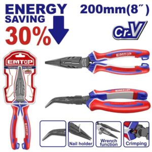 Pinza de punta 1/2 caña curva 200mm INDUSTRIAL Cr-v EMTOP EPLRB0821