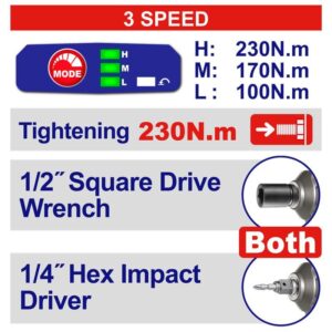 Llave y atornillador impacto 1/2-1/4 BL 230Nm 20V 2 bat 2Ah/cargador EMTOP ECIWL20236-4