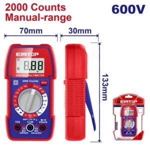 Multimetro digital RMS 2000 Manual Range AC 600V EMTOP EDMR5360011