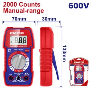 Multimetro digital RMS 2000 Manual Range AC 600V EMTOP EDMR5360011