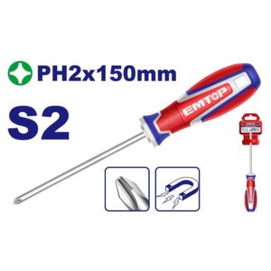 Destornillador PH2 x 150mm S2-Magnetic Industrial EMTOP ESDPH2150