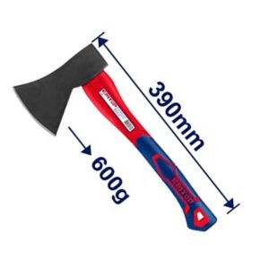 Hacha 600grs cabo corto fibra y grip EMTOP EHAMAX0600
