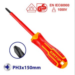Destornillador 1000V INDUSTRIAL PH 3x150mm Cr-v EMTOP ESDRJPH3150