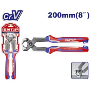 Tenaza carpintero 200mm INDUSTRIAL Cr-v mango con grip EMTOP  EPLRCP0821