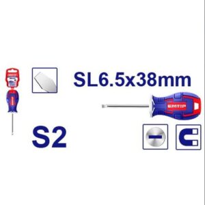 Destornillador Plano Industrial imantado S2 PL6,5x38mm EMTOP ESDRSL6382