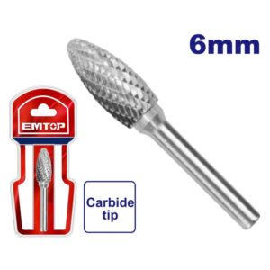 Fresa oval de tungsteo diam 8mm perno 6mm EMTOP EHRRC0602 Emtop